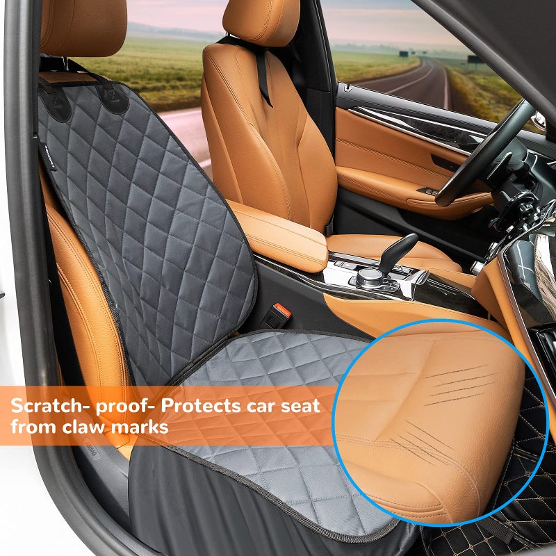 URPOWER Dog Car Seat Cover for Front Seat, Waterproof Pet Car Seat Protector with Pocket & Elastic Skirt, Non-Slip Dog Bucket Seat Covers for Cars, Trucks & SUVs - Image 2